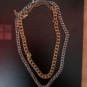 gold and silver chain necklace